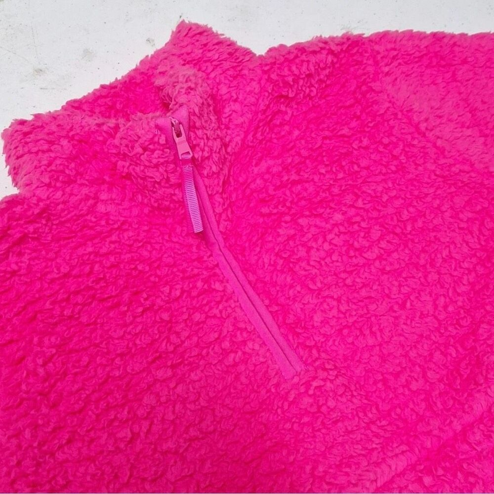 NEW! Kids' Faux Shearling Half Zip-Up Pullover Pink Girls Soft Winter Warm Top - Picture 3 of 8